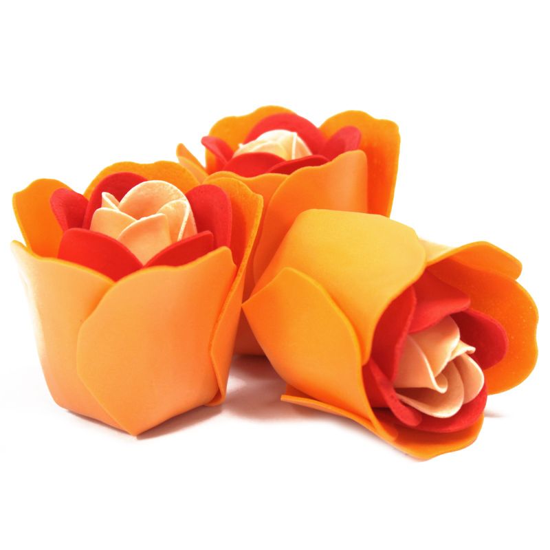 Boîtes de 3 Roses de Savon Boite Coeur - Pêche
