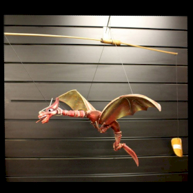 Dragons en bois de cocotier Grand Dragon rouge- 50 cm