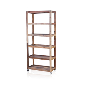Six Shelf Display with Casters - Recycled Wood 180x180x40cm