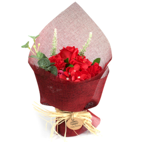 6x Bouquets de fleurs de savon- Rouge