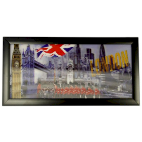 Cadre 3D 23x50cm - Londres & Drapeau