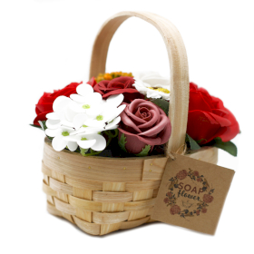 Bouquet Panier en Osier medium - Rouge