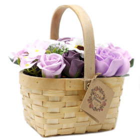 Bouquet Panier en Osier Large - Lilas