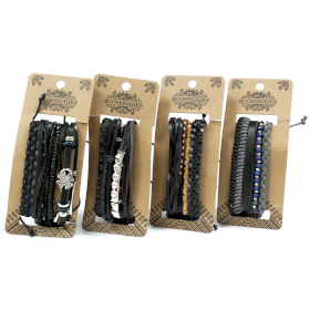 8x Paquets de Bracelets pour Hommes - Noir (assortis)