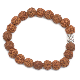 6x Mala Rudraksha Bracelet Bouddha-Marron