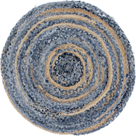 Tapis Rond Jute et Denim Recyclé - 90 cm