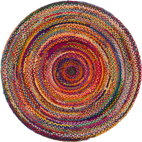 Tapis Rond Jute et Coton Recyclé - Multi 90 cm