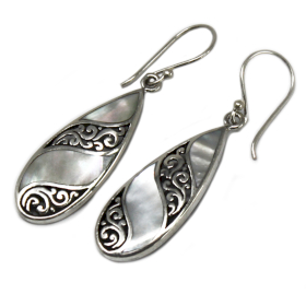 Boucles d\'Oreilles Coquillage & Argent - Teardrop- MOP