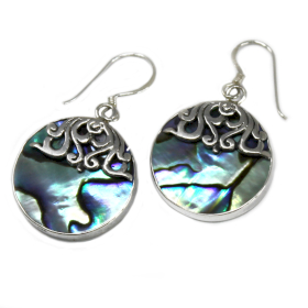 Boucles d\'Oreilles Coquillage & Argent - Disque Classique - Abalone