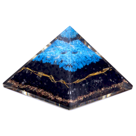 Pyramide Orgonite - Turquoise & Tourmaline Noire - 70mm