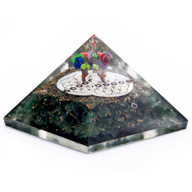 Pyramide Orgonite - Aventurine Verte Fleur de Vie - 70mm