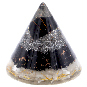 Cone Orgonite - Selenite & Tourmaline Noire Bronze - 90mm