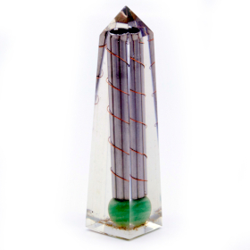 Obelisque Orgonite - Point de Pouvoir - Aventurine verte - 110x30mm