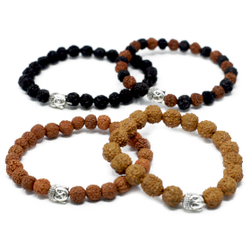 12x Bracelets Rudraksha Buddah assortis