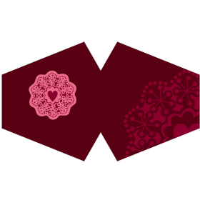 3x Masques Personnalisés en Tissu Adulte - Mandala Coeurs Rouges