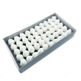 50x Fleurs de Savon pour Bouquet - Tulipe Medium - Blanche