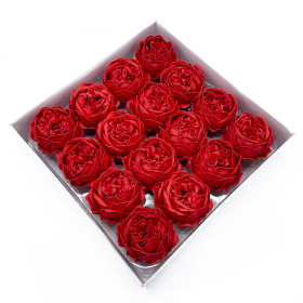16x Fleurs de Savon pour Bouquet - Pivoine Large - Rouge