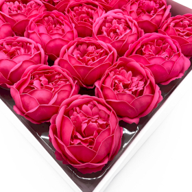 16x Fleurs de Savon pour Bouquet - Pivoine Large - Rose foncé
