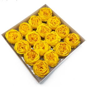 16x Fleurs de Savon pour Bouquet - Pivoine Large - Jaune