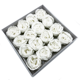 16x Fleurs de Savon pour Bouquet - Pivoine Large - Blanche