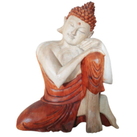 Statue Bouddha Sculptée Main 30cm - Pensif