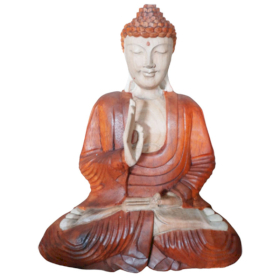 Statue Bouddha Sculptée Main 40cm - Prière