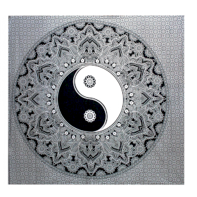 Dessus de Lit Double/ Tenture N&B - Yin Yang