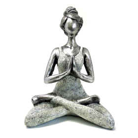 Figurine Yoga Femme - Blanc & Argent 24cm