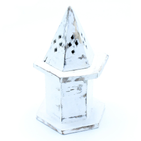 4x Porte-Encens Délavé Blanc - Pyramid Mini Maison