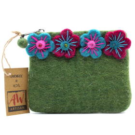 3x Pochette en feutre naturel (asst) - Quatre Fleurs