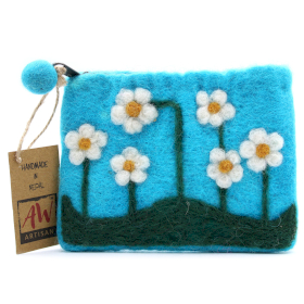 3x Pochette en feutre naturel (asst) - Fleurs Jardin