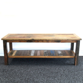 Présentoir / Table en bois de teck recyclé 1,8 m