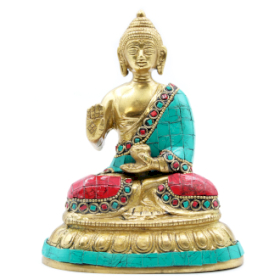 Figurine de Bouddha en Laiton - Bénédiction - 15cm