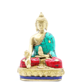 Figurine de Bouddha en Laiton - Mains Vers le Bas - 11,5 cm