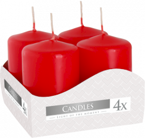 3x Set de 4 Bougies Pilier 40x60mm - Rouge