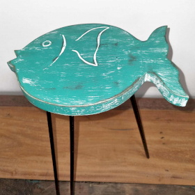 Support à Poisson en Bois Albasia - Turquoise