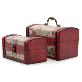 Boite Style Colonial Set de 2 - Imp. Rose