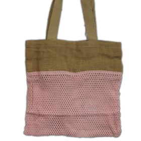 6x Sac filet pur jute doux et filet en coton - Rose