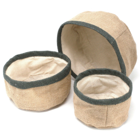 3x Ensemble de 3 paniers en jute naturel - Charbon