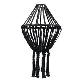 Grand Lustre Goutte en Macramé - Noir