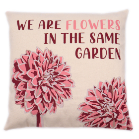 3x Housse de coussin en coton imprimé - We are Flowers - Olive, Rose et Naturel