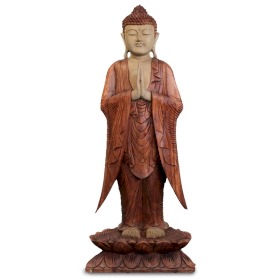 Statue de Bouddha sculptée à la main - 100 cm Bienvenue