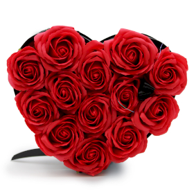 Bouquet Cadeau Fleur de Savon - 13 Roses Rouges - Coeur