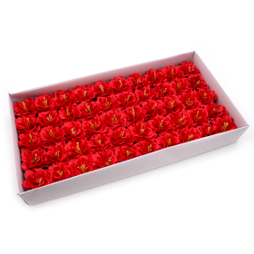 50x Fleur de Savon Artisanal - Petite Pivoine - Rouge