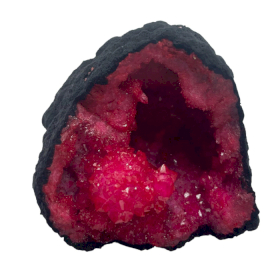 Géodes de calsite colorées - Roche noire - Rouge foncé