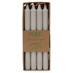 4x Bougie Dîner Pure Cire Naturelle 25x2,3 - Gris Argent