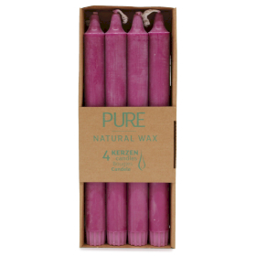 4x Bougie Dîner Pure Cire Naturelle 25x2.3 - Fuchsia