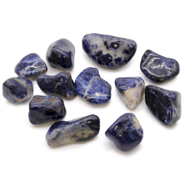 12x Pierres roulées Africaines moyennes - Sodalite - Bleu pur