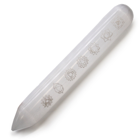 Baguette Sélénite - 16 cm (Pointe une Extrémité) 7 Chakra