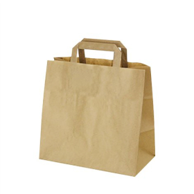 250x Petit Sac Papier Kraft - Anses Plates (320 x 220 x 250 mm)